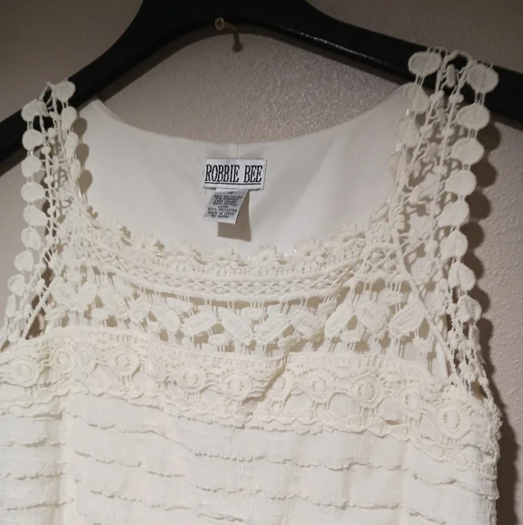 Final $4 Robbie Bee "Layered Dress with Crochet Neckline" Sz. 12 Ivory - Picture 2 of 5